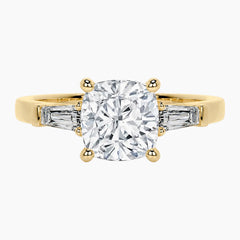 Verona Cushion Cut Moissanite Three-Stone Ring