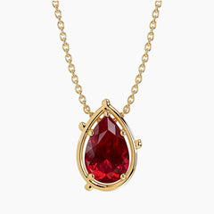 Vespera 2.6 Carat Pear Lab-Grown Ruby Pendant Necklace