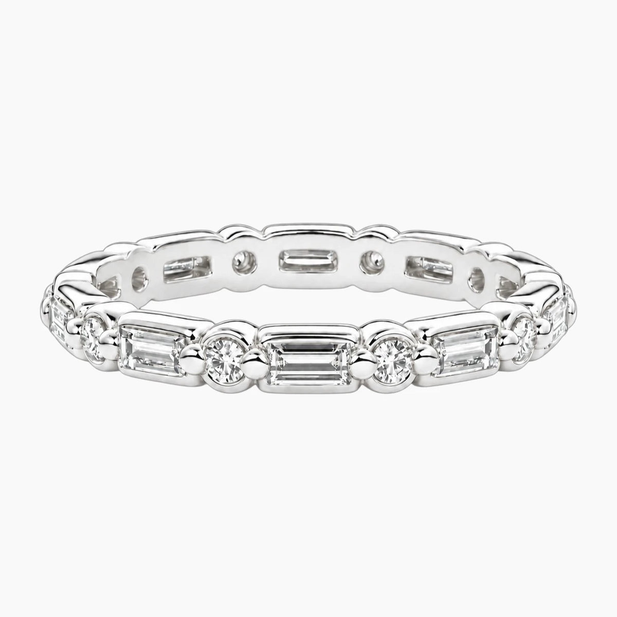 Évalisse Emerald-Cut & Round Moissanite Eternity Band