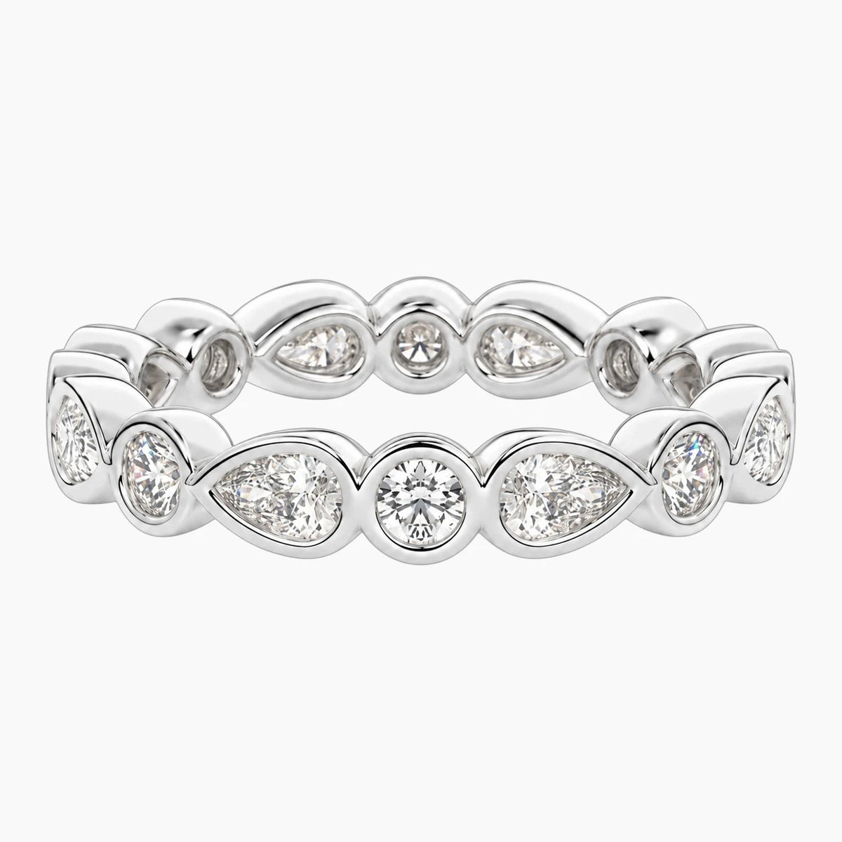 Cévelline Pear & Round Bezel-Set Moissanite Eternity Band