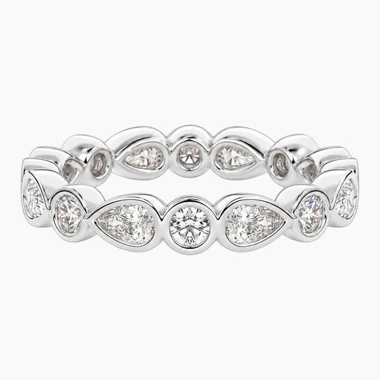 Cévelline Pear & Round Bezel-Set Moissanite Eternity Band