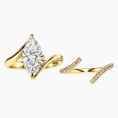 Élarvienne 3 Carat Marquise Moissanite Chevron Ring Set