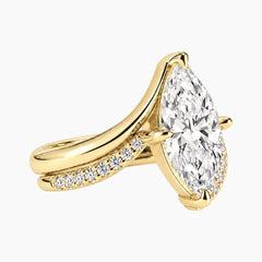 Élarvienne 3 Carat Marquise Moissanite Chevron Ring Set
