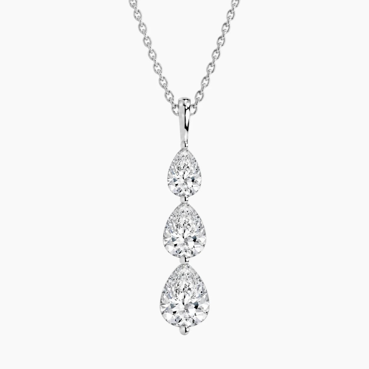 Célorienne Graduated Pear Moissanite Drop Necklace
