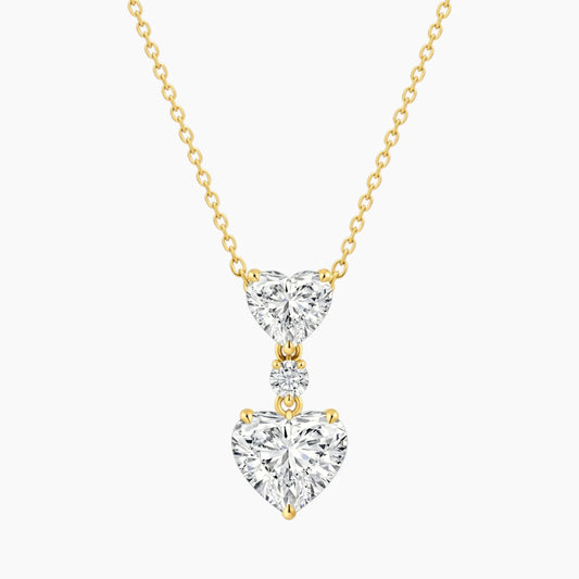 Élarienne Graduated Heart Three-Stone Moissanite Drop Necklace