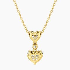 Élarienne Graduated Heart Three-Stone Moissanite Drop Necklace