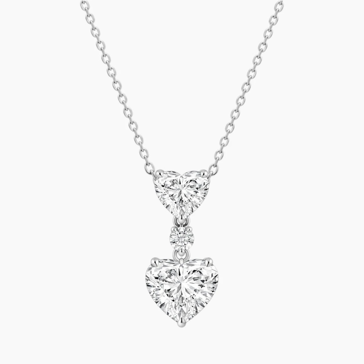 Élarienne Graduated Heart Three-Stone Moissanite Drop Necklace
