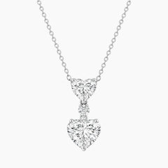 Élarienne Graduated Heart Three-Stone Moissanite Drop Necklace