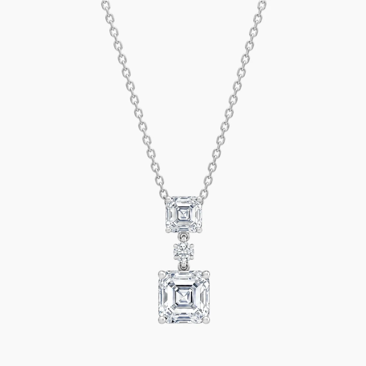 Élarienne Graduated Asscher Three-Stone Moissanite Drop Necklace