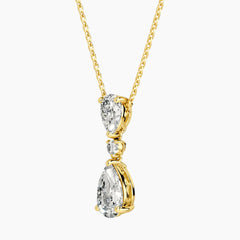 Élarienne Graduated Pear Three-Stone Moissanite Drop Necklace