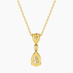 Élarienne Graduated Pear Three-Stone Moissanite Drop Necklace