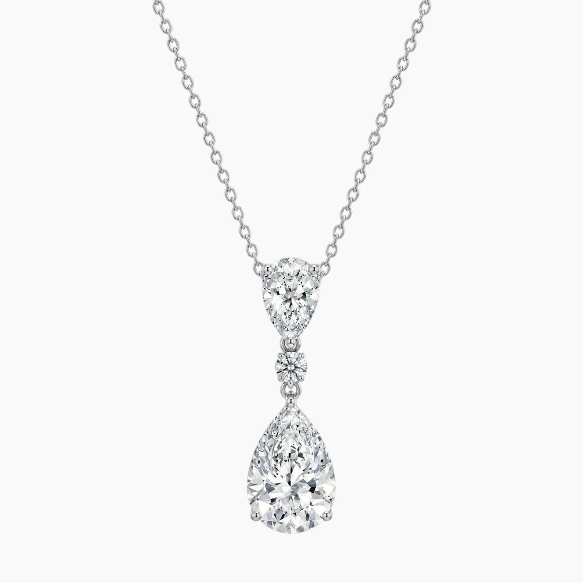 Élarienne Graduated Pear Three-Stone Moissanite Drop Necklace