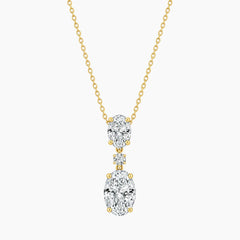 Élarienne Graduated Oval Three-Stone Moissanite Drop Necklace
