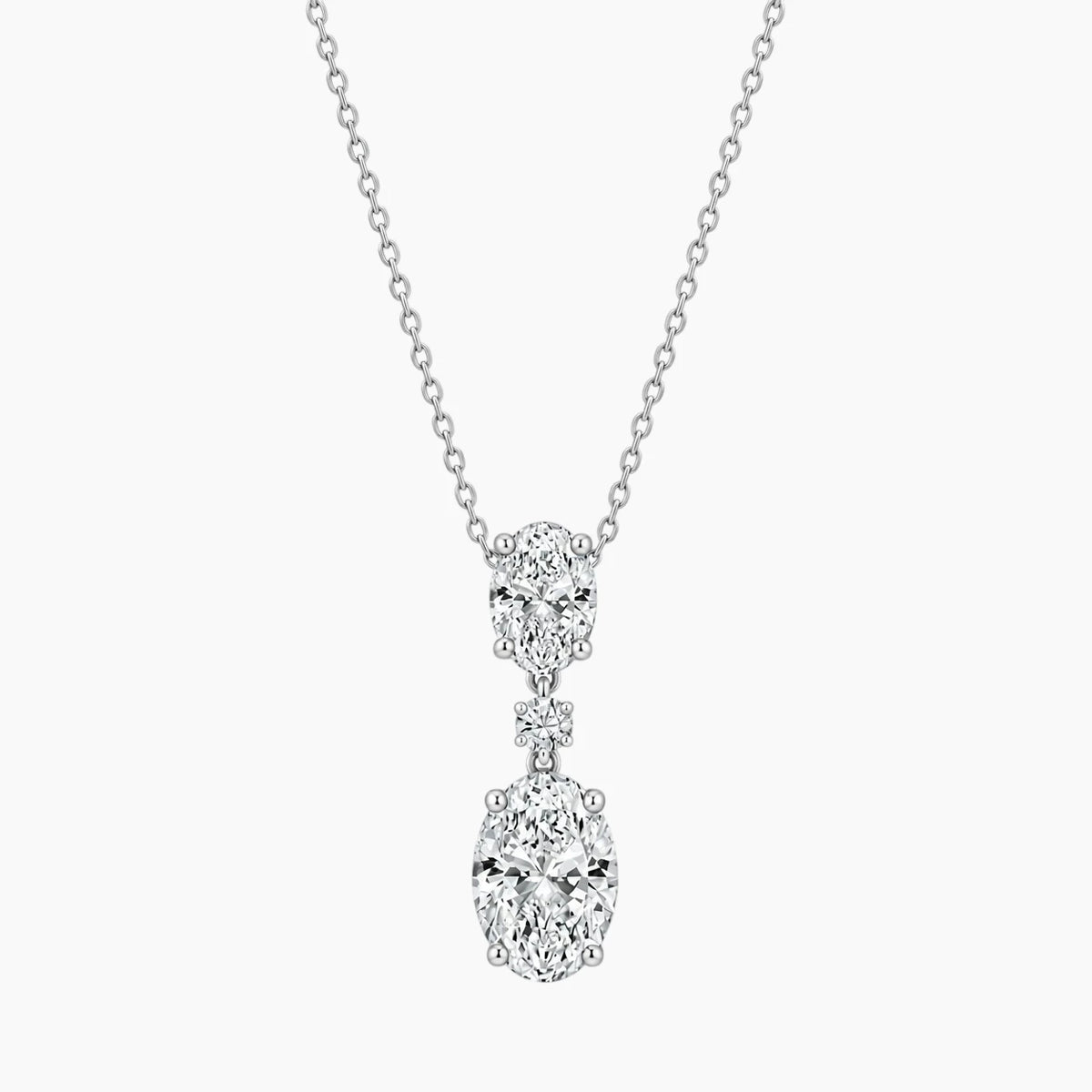 Élarienne Graduated Oval Three-Stone Moissanite Drop Necklace
