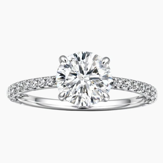 Brilliant Moissanite Solitaire Engagement Ring with Pavé Band