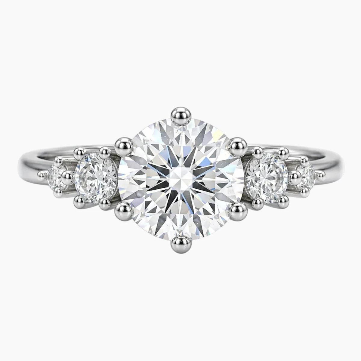 The Starlight Graduated Round Moissanite Five-Stone Ring