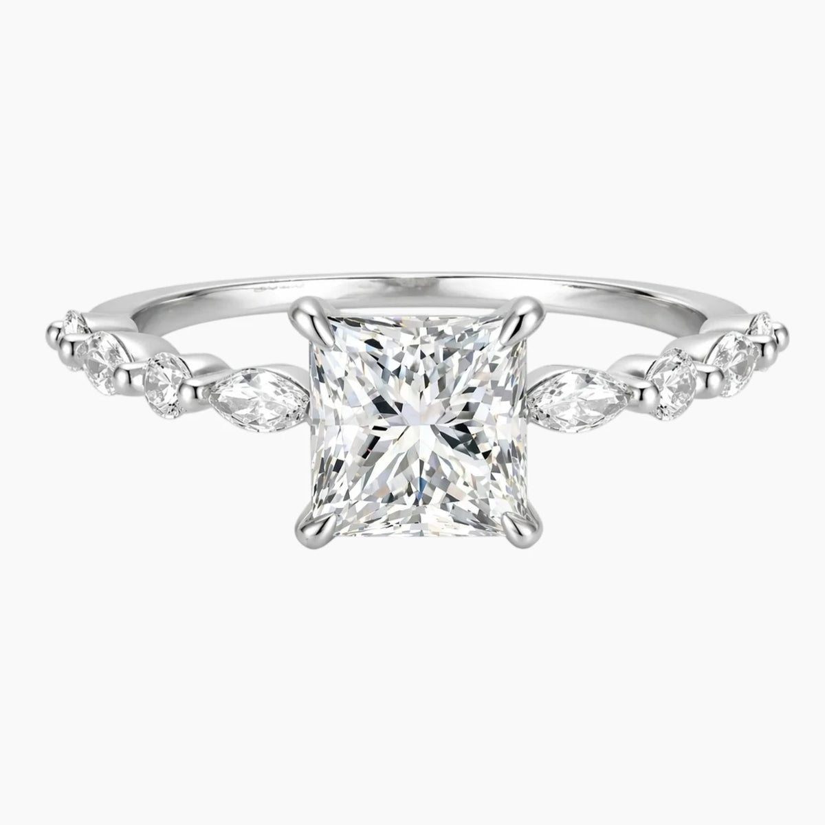 Square Princess-cut Moissanite Ring