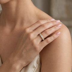 Luminous 3.5mm Moissanite Scalloped Eternity Band