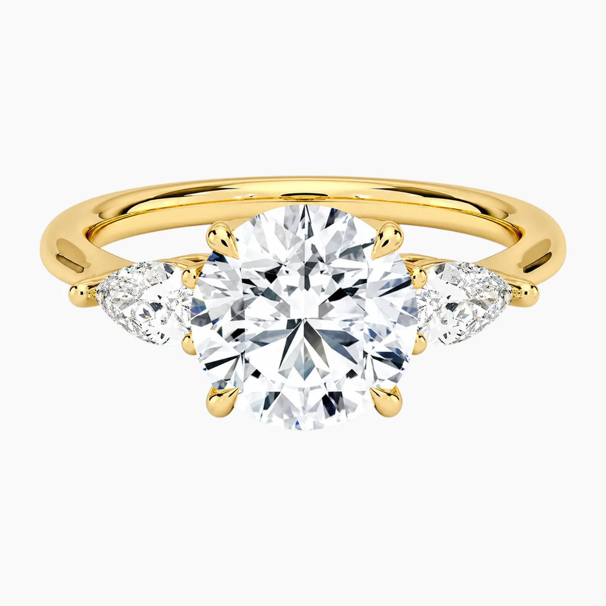 Opera Three Stone Round Moissanite Ring