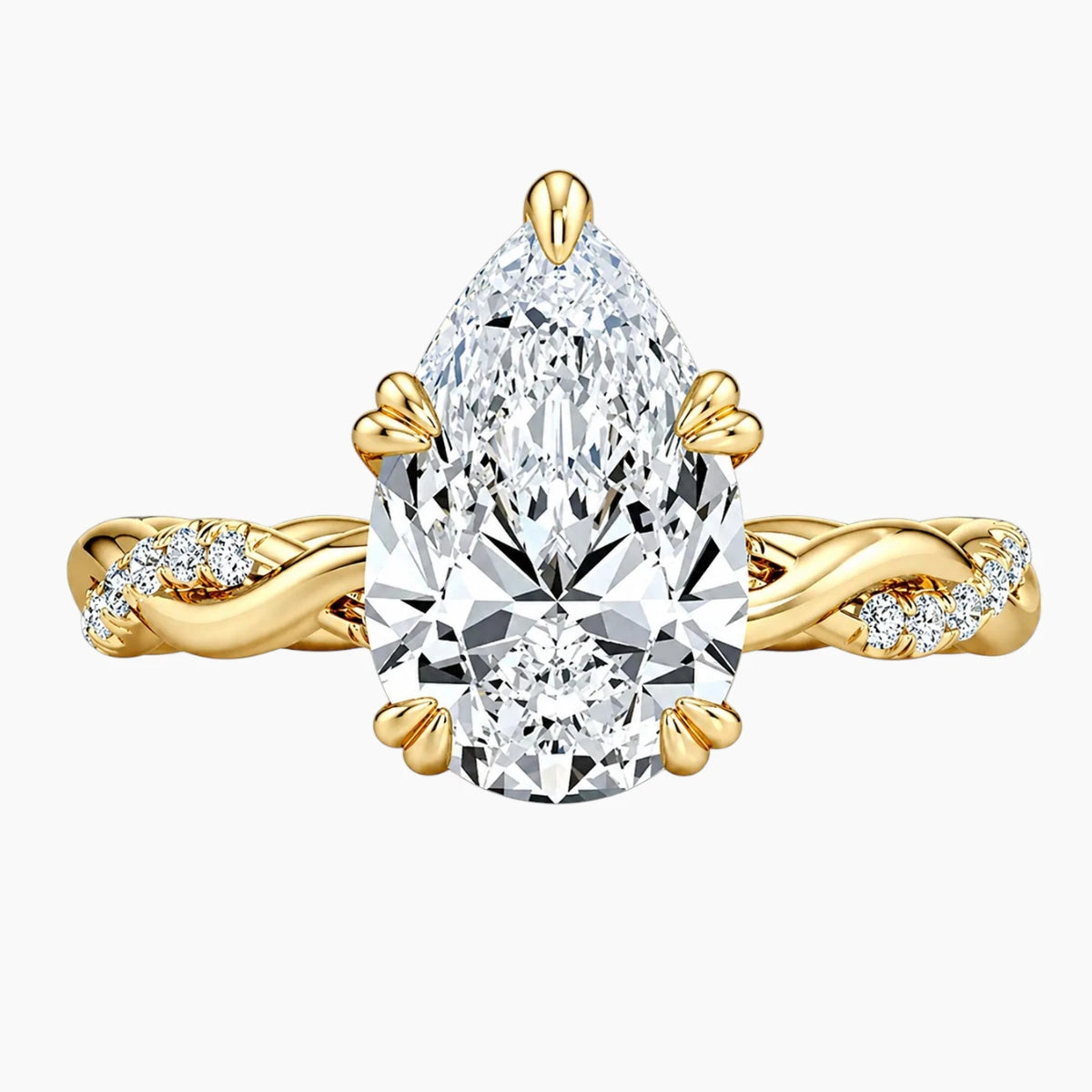 2ct Pear Moissanite Twisted Vine Ring