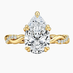 2ct Pear Moissanite Twisted Vine Ring