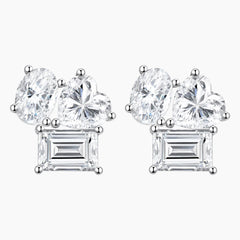 Geometric-shaped Moissanite Stud Earrings