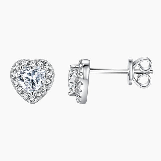 Heart-shaped Moissanite Stud Earrings