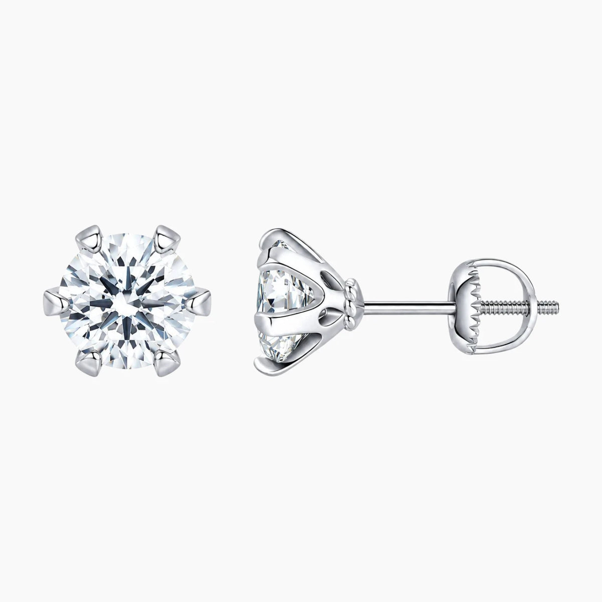 Classic Six-prong Moissanite Stud Earrings