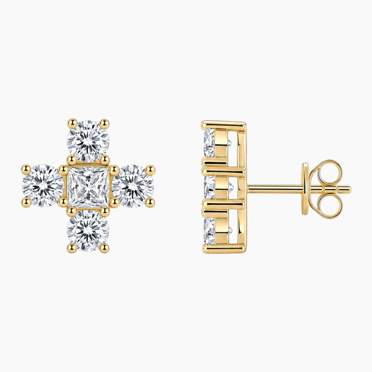 Cross-shaped Moissanite Stud Earrings