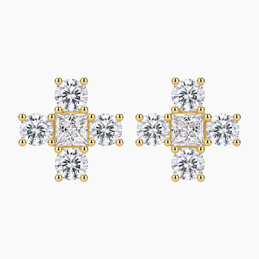 Cross-shaped Moissanite Stud Earrings