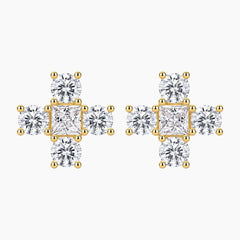 Cross-shaped Moissanite Stud Earrings