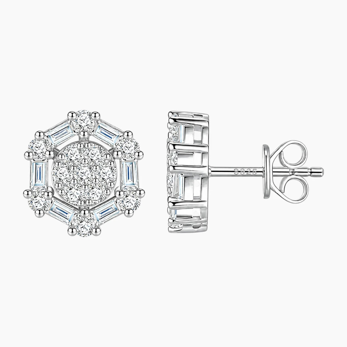 Luxurious Hexagon Moissanite Stud Earrings