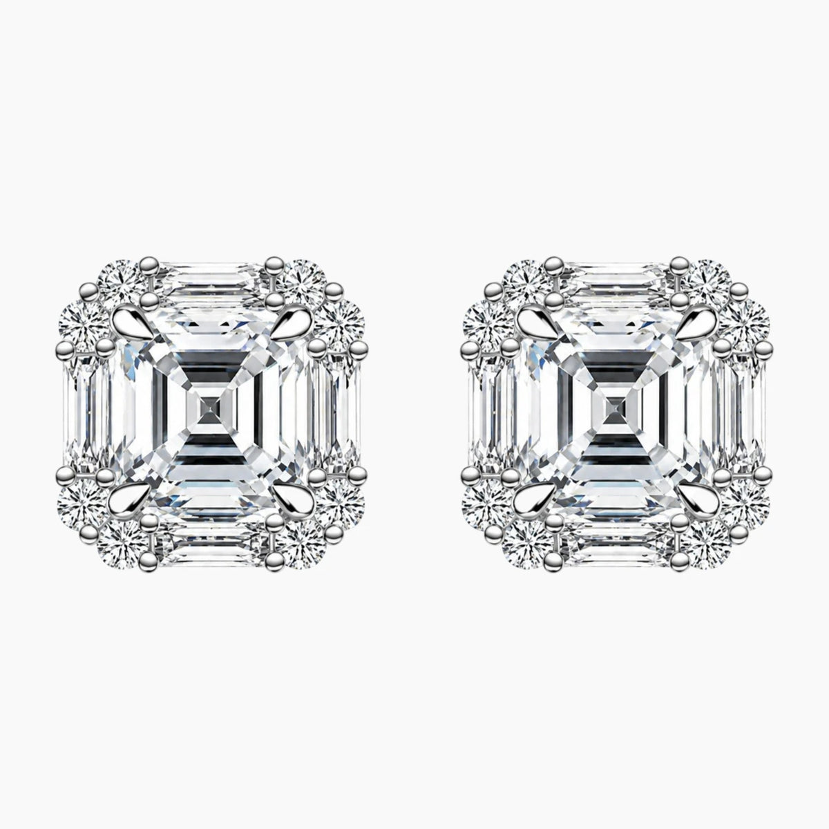 Square Asscher Moissanite Stud Earrings