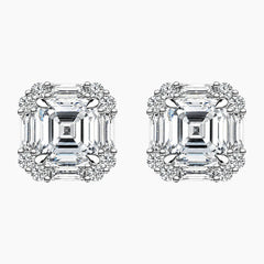 Square Asscher Moissanite Stud Earrings