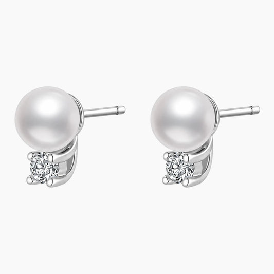 Elegant Four-prong Pearl Moissanite Earrings