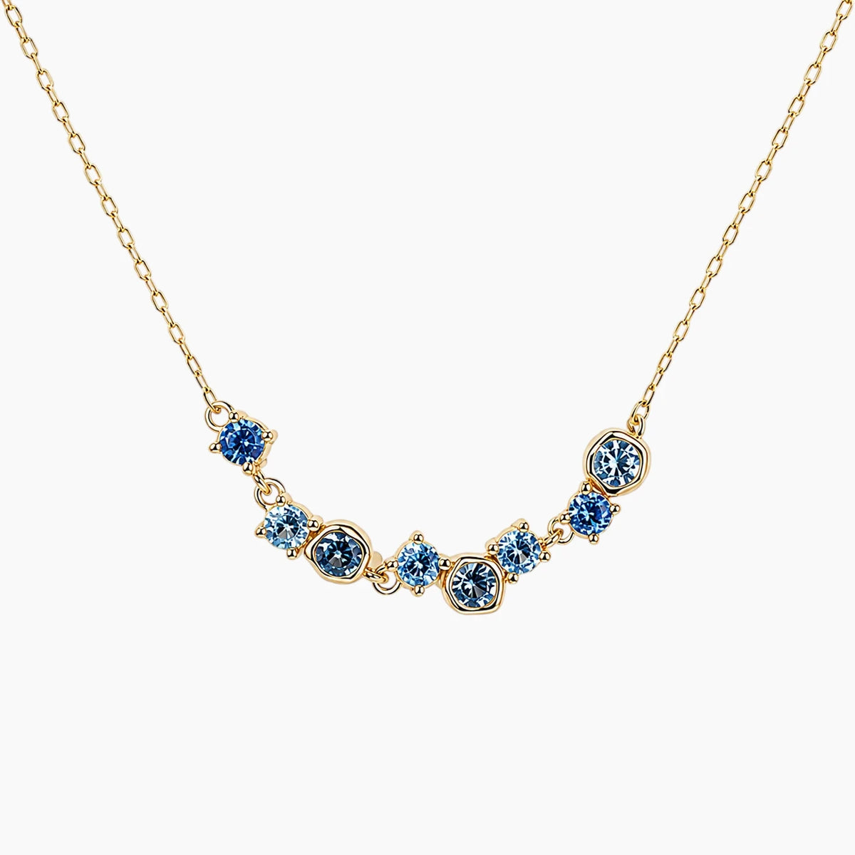 Luxury Ocean Blue Zircon Wave Pendant Necklace