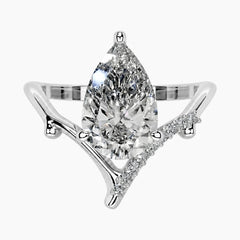 Adjustable 2ct Pear Moissanite V-Shaped Branch Ring 18k Gold Plated