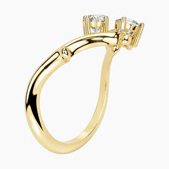 The Ethereal Branch 1ct Round Moissanite V-Shape Open Ring - 18K Gold Plated