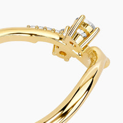 The Ethereal Branch 1ct Round Moissanite V-Shape Open Ring - 18K Gold Plated
