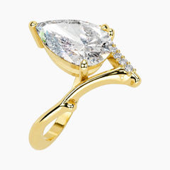 Adjustable 2ct Pear Moissanite V-Shaped Branch Ring 18k Gold Plated