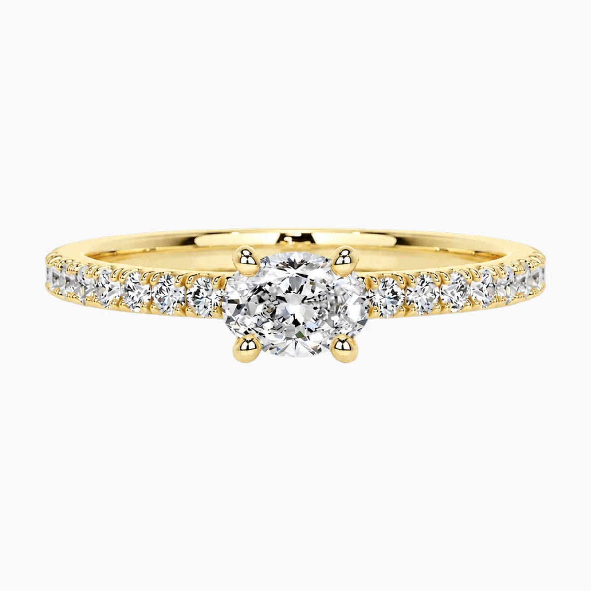The Celeste Marquise Moissanite Pave Ring (0.5ct) in Yellow Gold