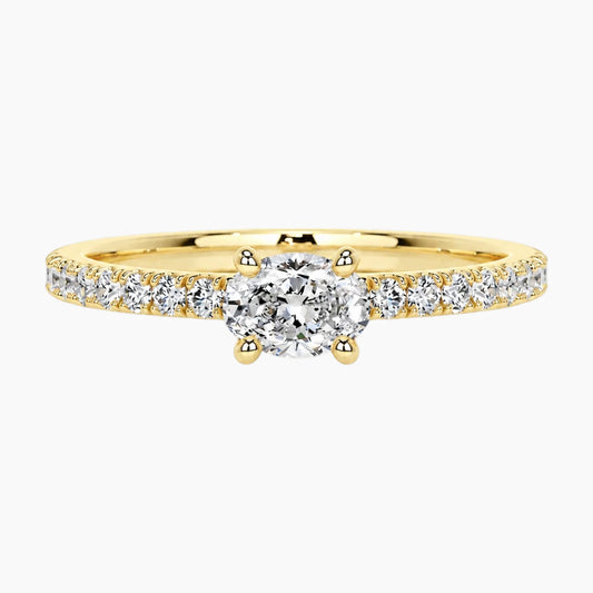 The Celeste Marquise Moissanite Pave Ring (0.5ct) in Yellow Gold