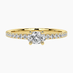 Minimalist 50 Points Oval Moissanite Ring with Side Stones - 18K Gold Plated