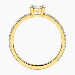 Minimalist 50 Points Oval Moissanite Ring with Side Stones - 18K Gold Plated