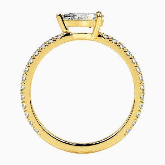 Radiant East-West Pear Moissanite Ring 0.8ct Luxury Pave Band - 18K Gold Plated