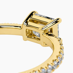 Royal Radiance - 0.8ct Radiant Cut Moissanite Pavé Band Ring in 18K Gold Plated