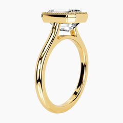 2 Carat French Milgrain Emerald Moissanite Engagement Ring
