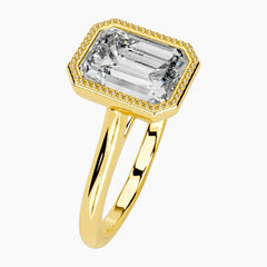 2 Carat French Milgrain Emerald Moissanite Engagement Ring