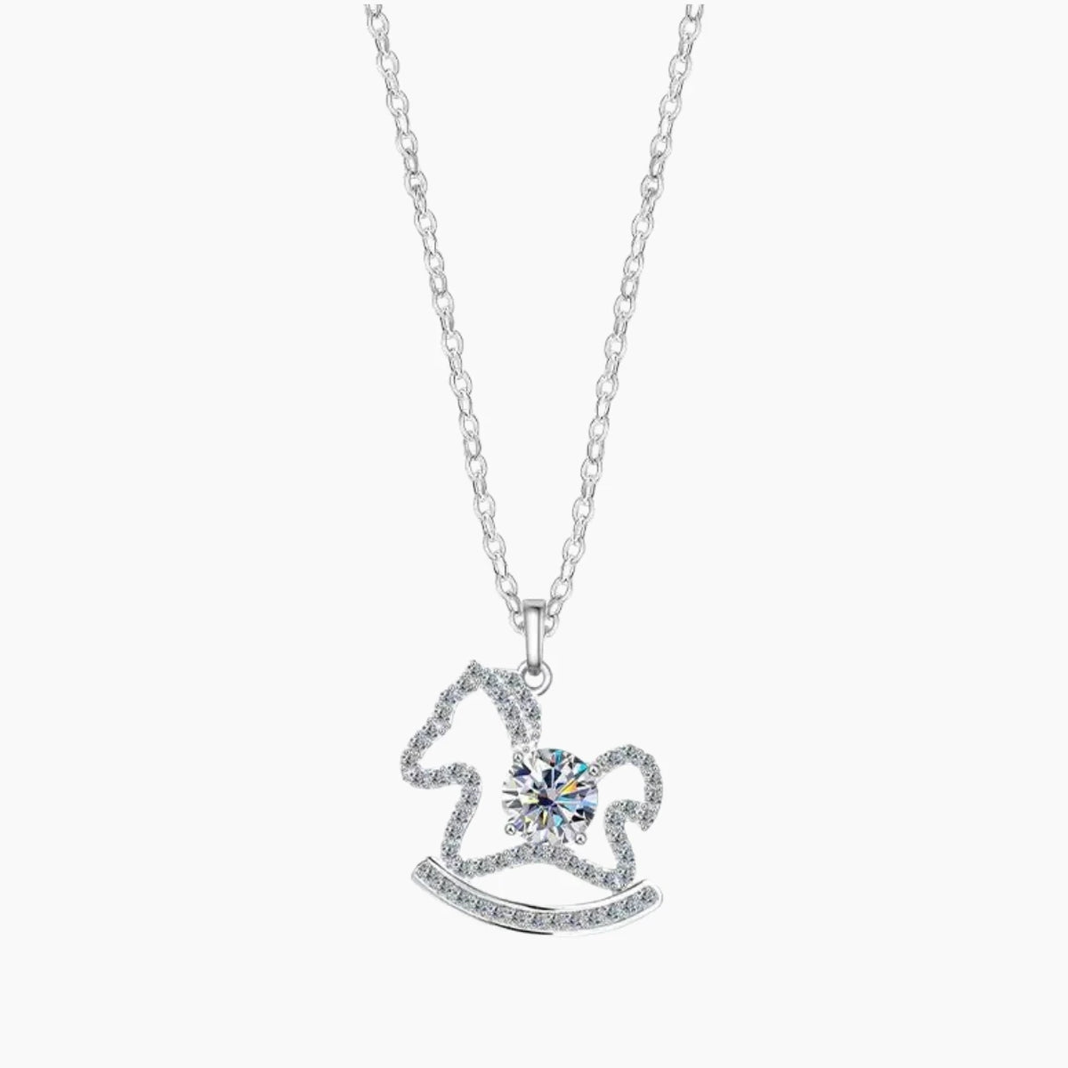 Childhood Rocking Horse Moissanite Necklace