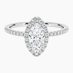Marquise Cut Moissanite Halo Ring in 18K Gold Plated Vermeil